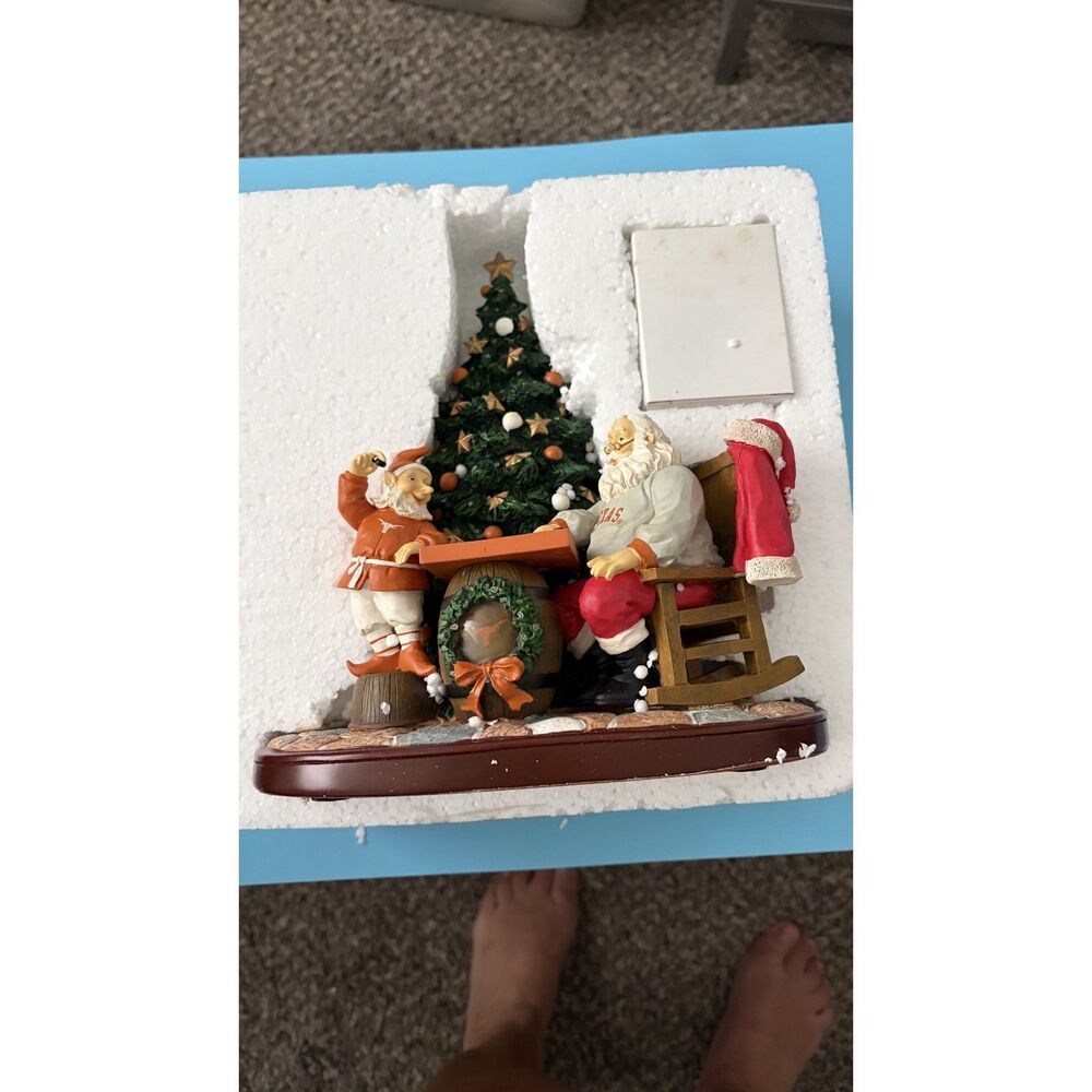 The Memory Company University of Texas Checkerboard Santa Figurine